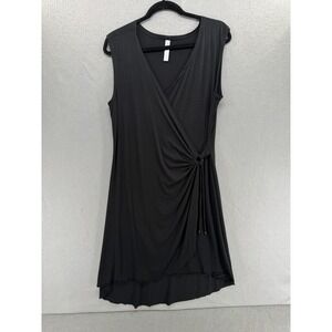 Nomads Dress XL Black Faux Wrap Hemp Lyocell Surplice Minimalist Neutral Earthy